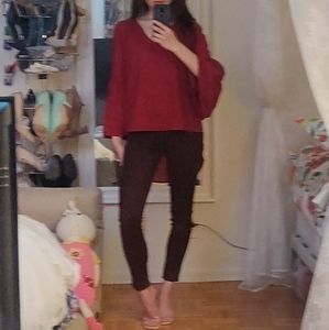 Bell sleeve flowy chiffon high low top